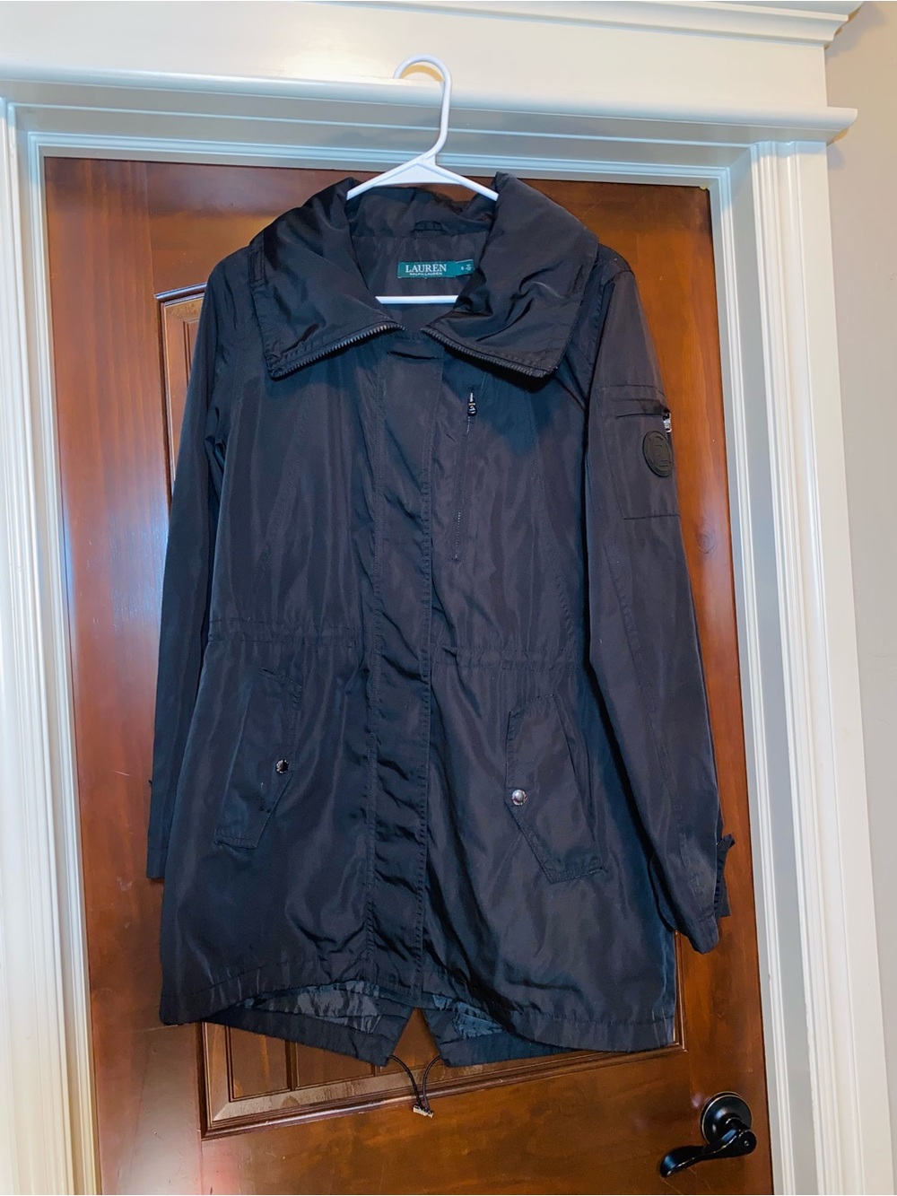 Ralph Lauren Womens Small Black Windbreaker Rain Jacket With Hood